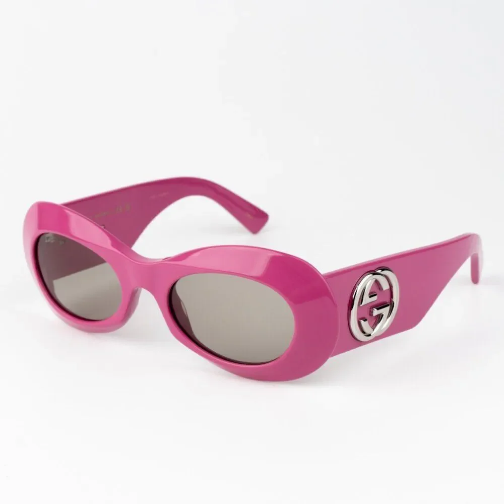 NEW Gucci GG1696S 004 Fuchsia Pink Grey Women Oval Sunglasses GG 1696S